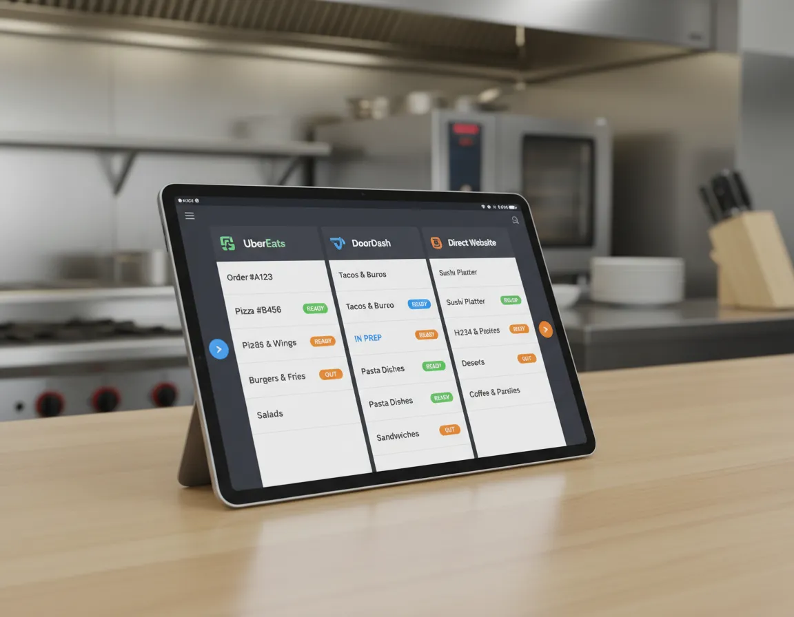Tilvo unified order management on a tablet in a restaurant kitchen