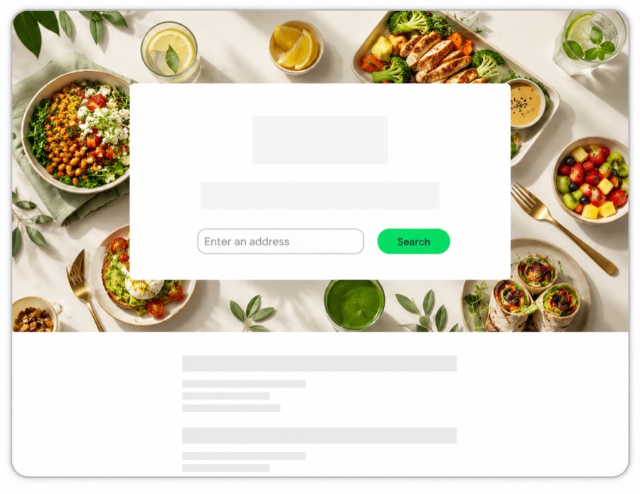 Catering online ordering website search preview